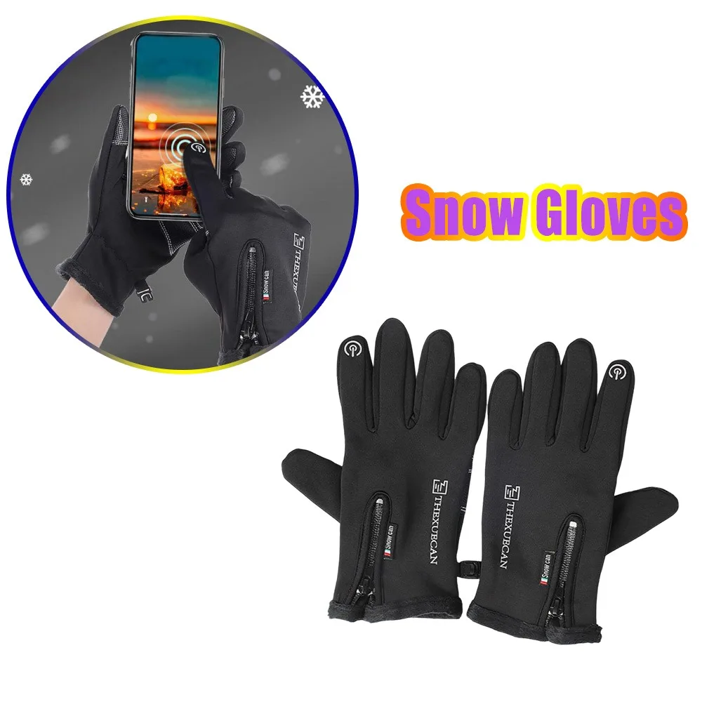 

Морозостойкие лыжные перчатки, водонепроницаемые зимние перчатки, велосипедные пуховые теплые перчатки для сенсорного экрана, холодная погода, ветрозащитные, противоскользящие