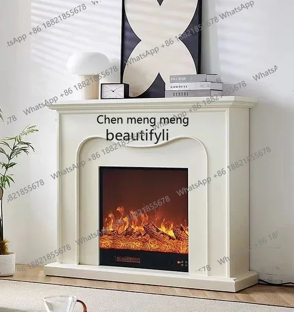 cc182l 1.2M French Fireplace Curio Cabinet Ins Style Solid Wood Entrance Cabinet Home Heating LED Light Background Wall