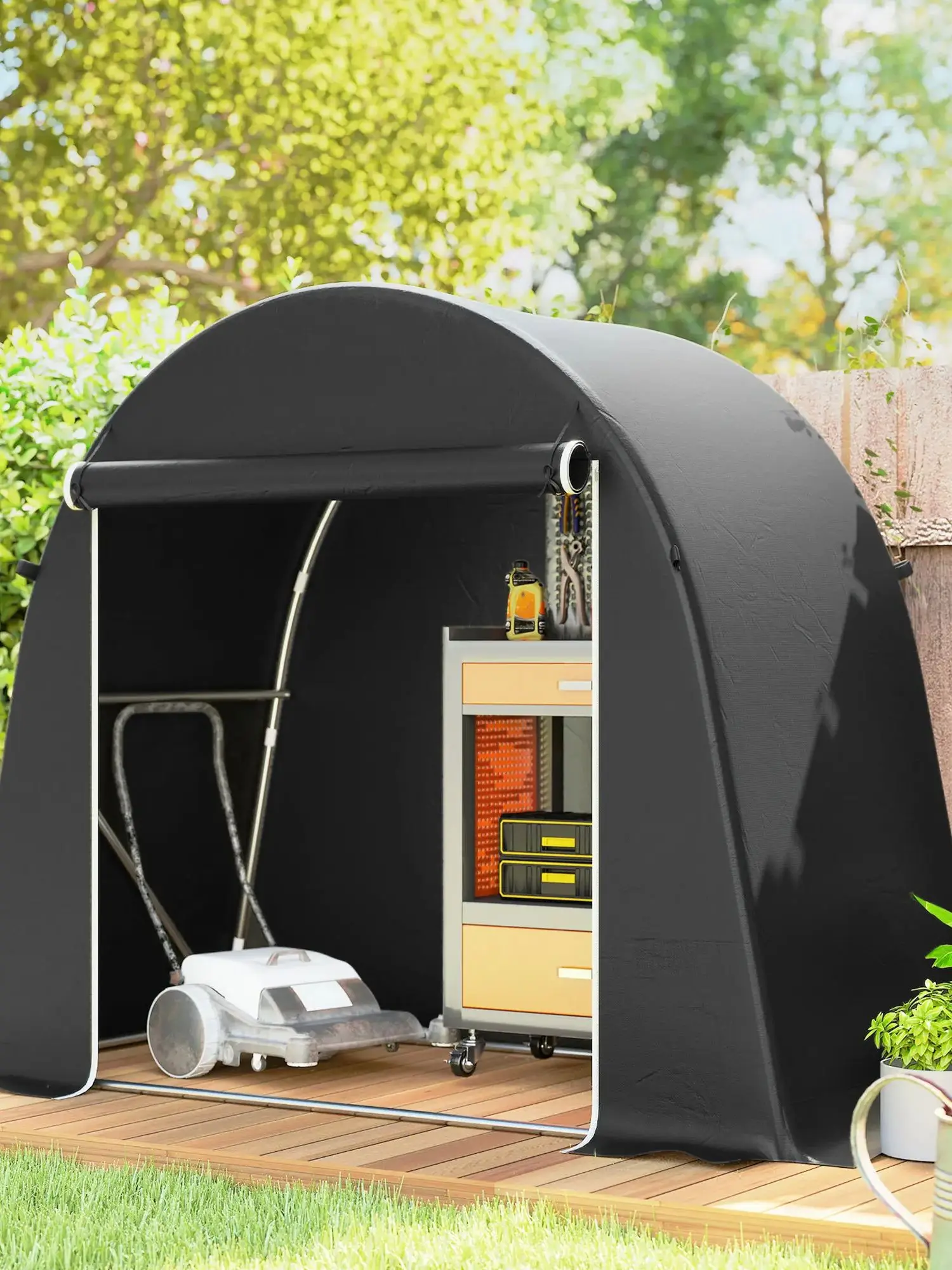 AliExpress Outsunny 8 x 4 ft Garden Storage Shed Tent, Waterproof Bike Tent with Roll-up Zipper Door and Galvanised Metal Frame