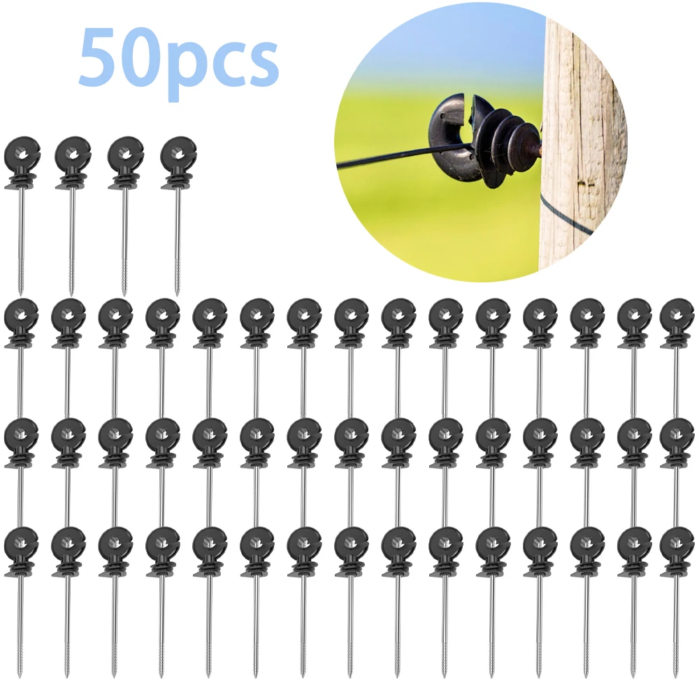 50Pcs Self Tapping Wood Post Insulators Electric Fence Insulators Versatile Temperature Resistant Fence Post Insulator for Farm