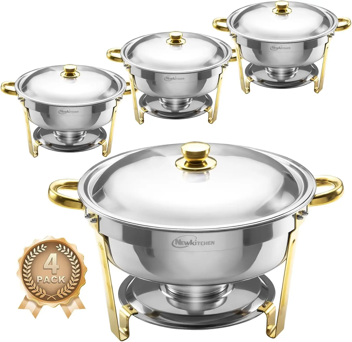 

Chafing Dishes for Buffet 4 Pack, 6QT Round Chafing Dishes for Buffet