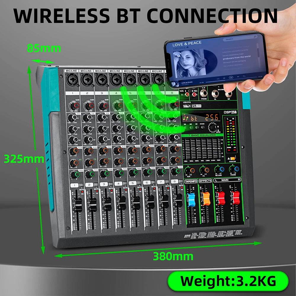 PFDTS Professionele QU12 DJ 24 DSP Digitale 12-kanaals Professionele