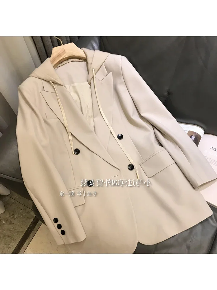 Autunno felpa con cappuccio Blazer donna minimalista giacca Outwear elegante retrò moda ufficiale All-match Streetwear Design Casual allentato nuovo