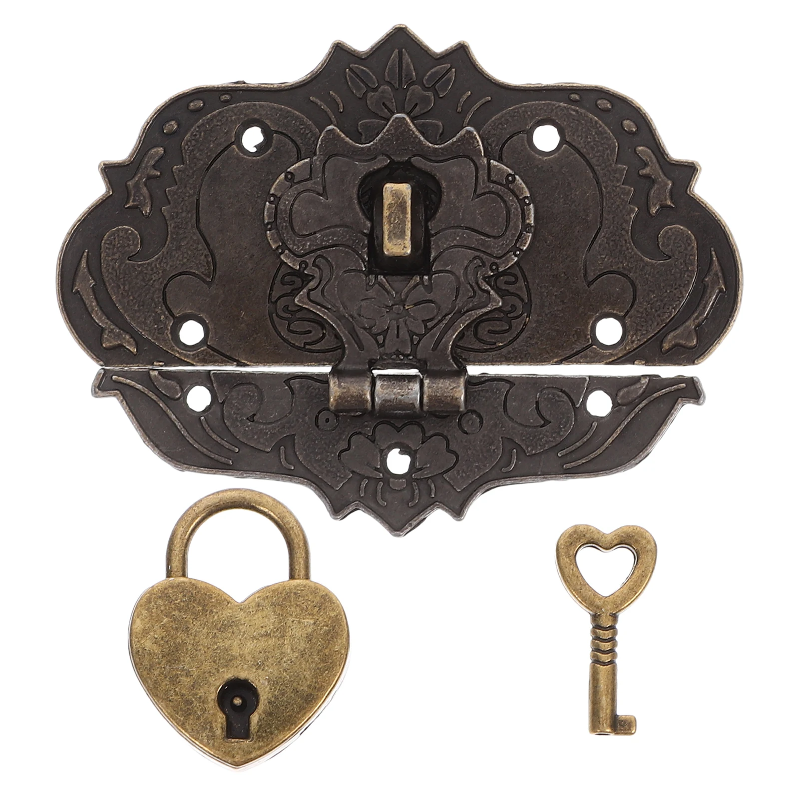 

1 Set Heart Shaped Latch Hasp Lock Vintage Wooden Box Clasp Decorative Jewelry Case Buckle For Wine Cabinet Toolbox