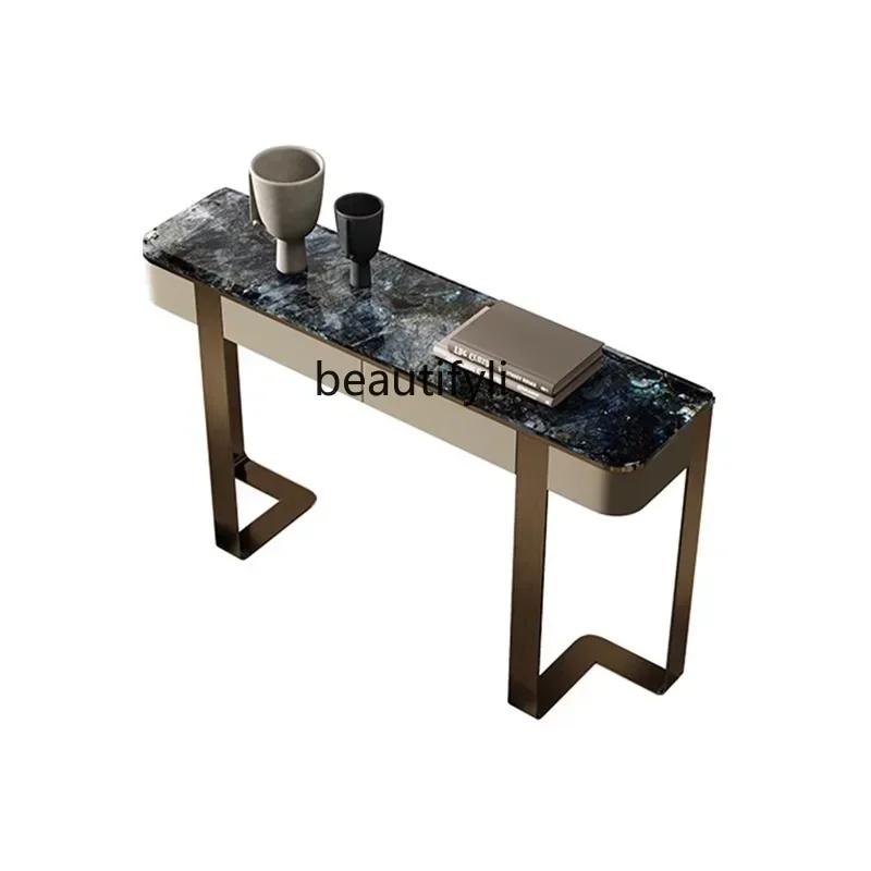 

Entrance Mild Luxury Marble Console Stainless Steel Living Room Corridor a Long Narrow Table