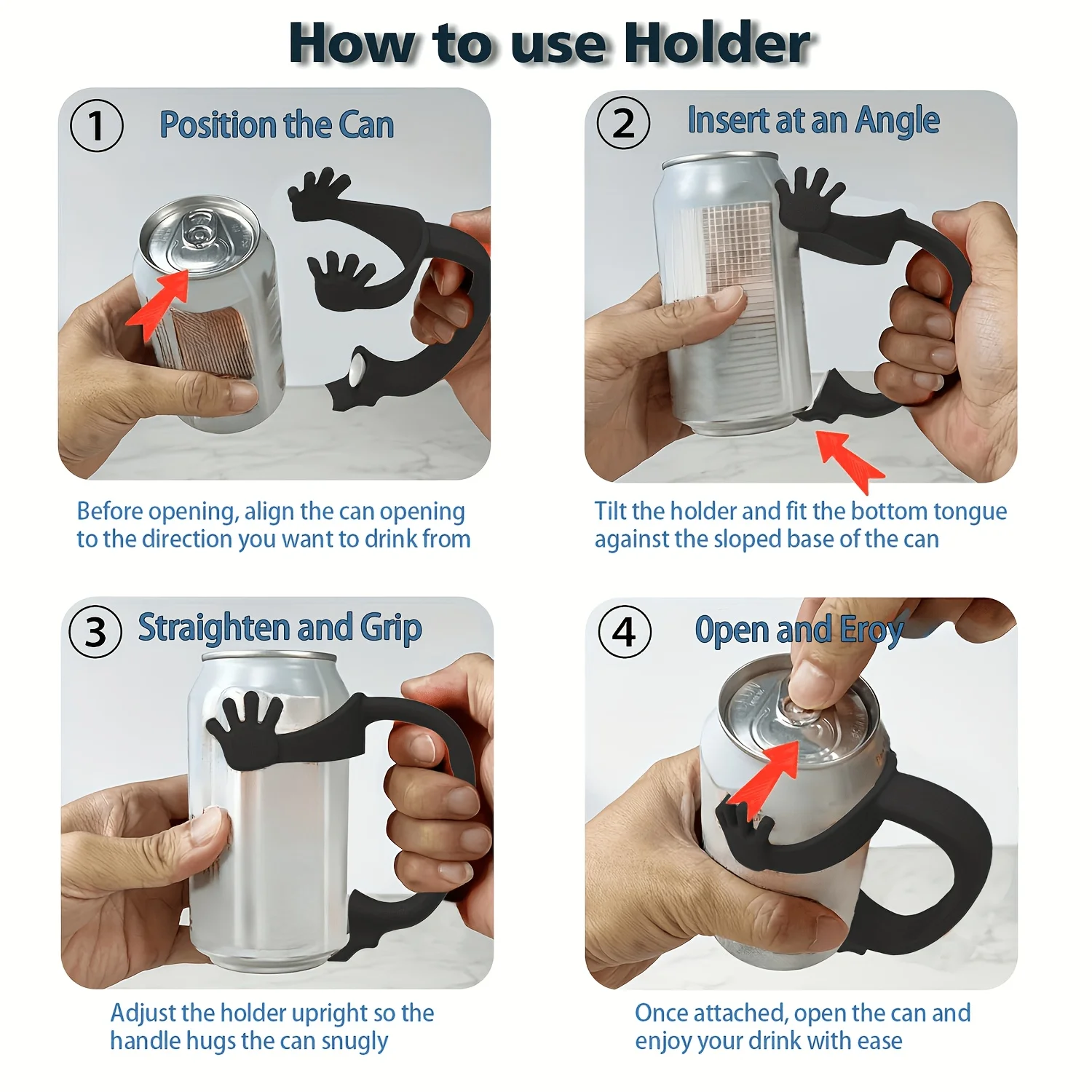 1PC reusable soda can holder, slip-resistant portable can handle suitable for 2.6inch diameter beverage cans, non-food contact.