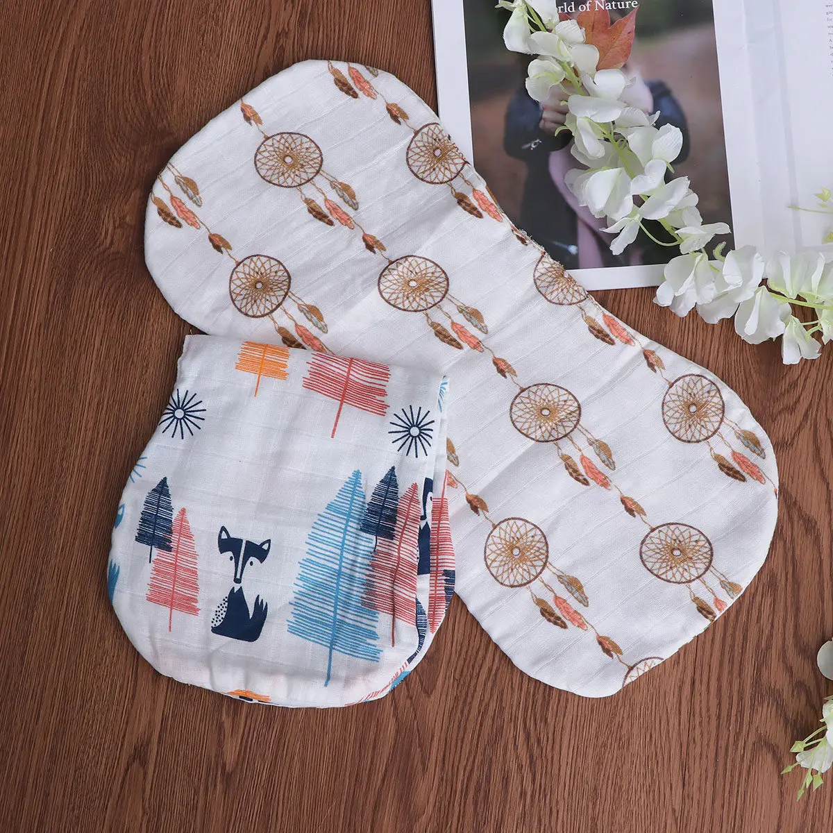 

2pcs Large Baby Burp Cloths 3-Layer Absorbent Burping Towels For Newborn Kids Soft Gender Neutral Drool Bibs Multi-Use Burping