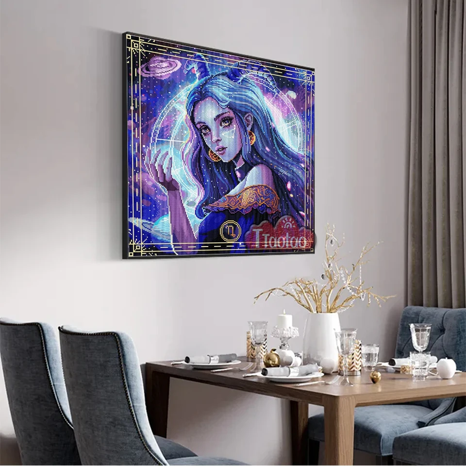 5D Cartoon Constellation Girl Aries Full Square Round Mosaic Diamond Painting DIY Rhinestone Embroidery Home Decor Crafts Gift