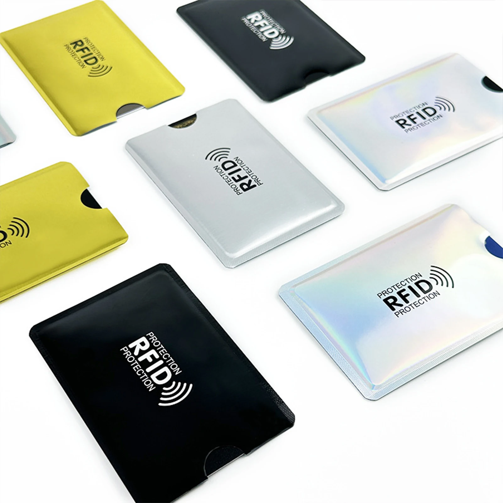 Laser Silvery RFID Blocking Sleeves Multi-color Credit Card Protector for Credit Debit and ID Cards