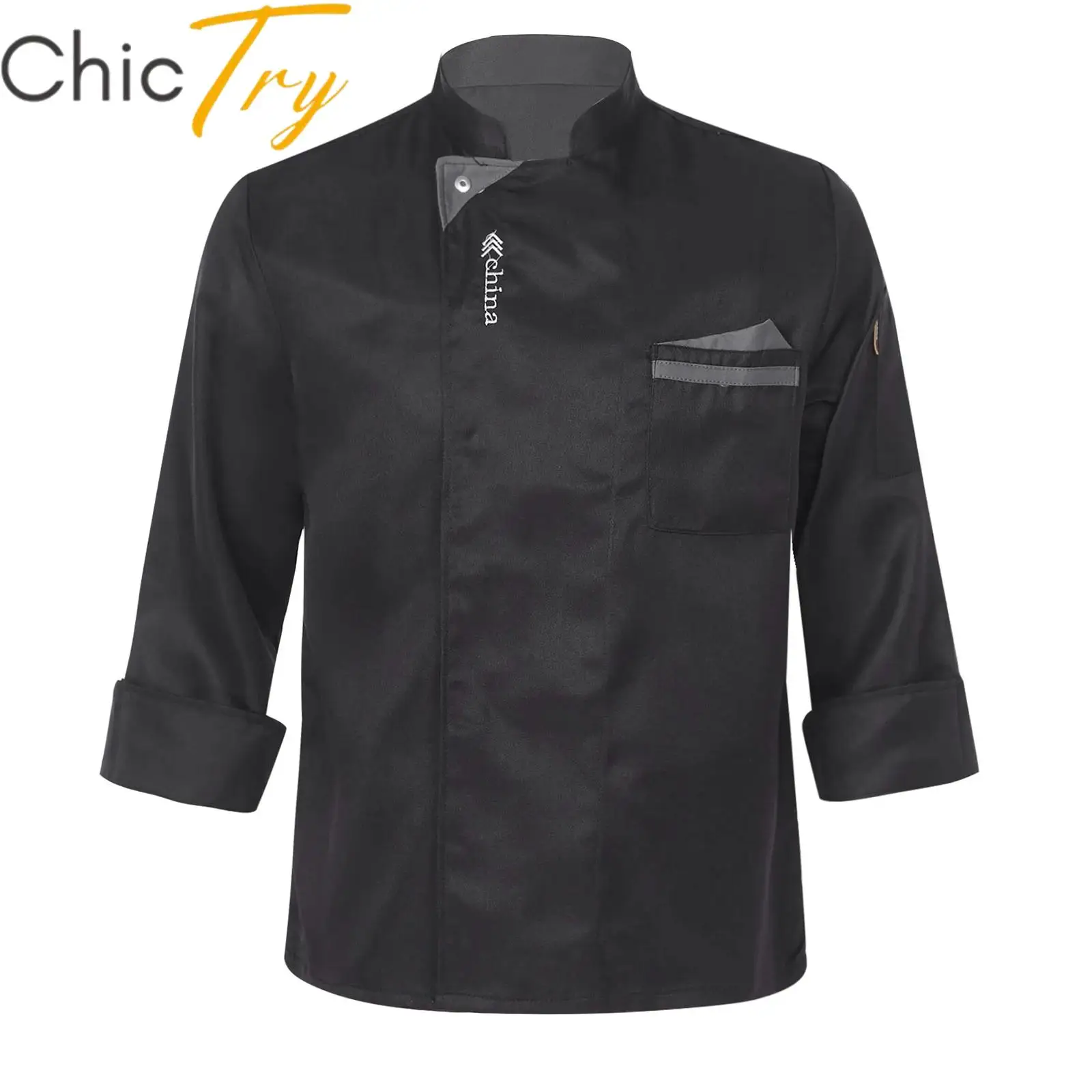 Unisex Mens Womens Chef Coat Jacket Work Uniform Kitchen Restaurant Cooking Chef Shirt Tops Canteen Restaurant Hotel Bakeshop