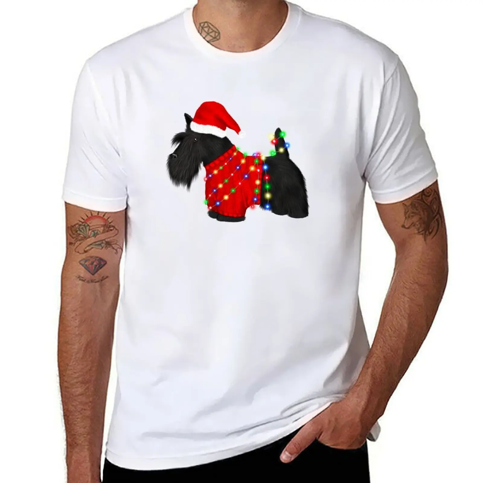

Scottish Terrier (Scotty Dog) Christmas T-Shirt t shirt man designer t shirt for man 100 percent cotton T-Shirt