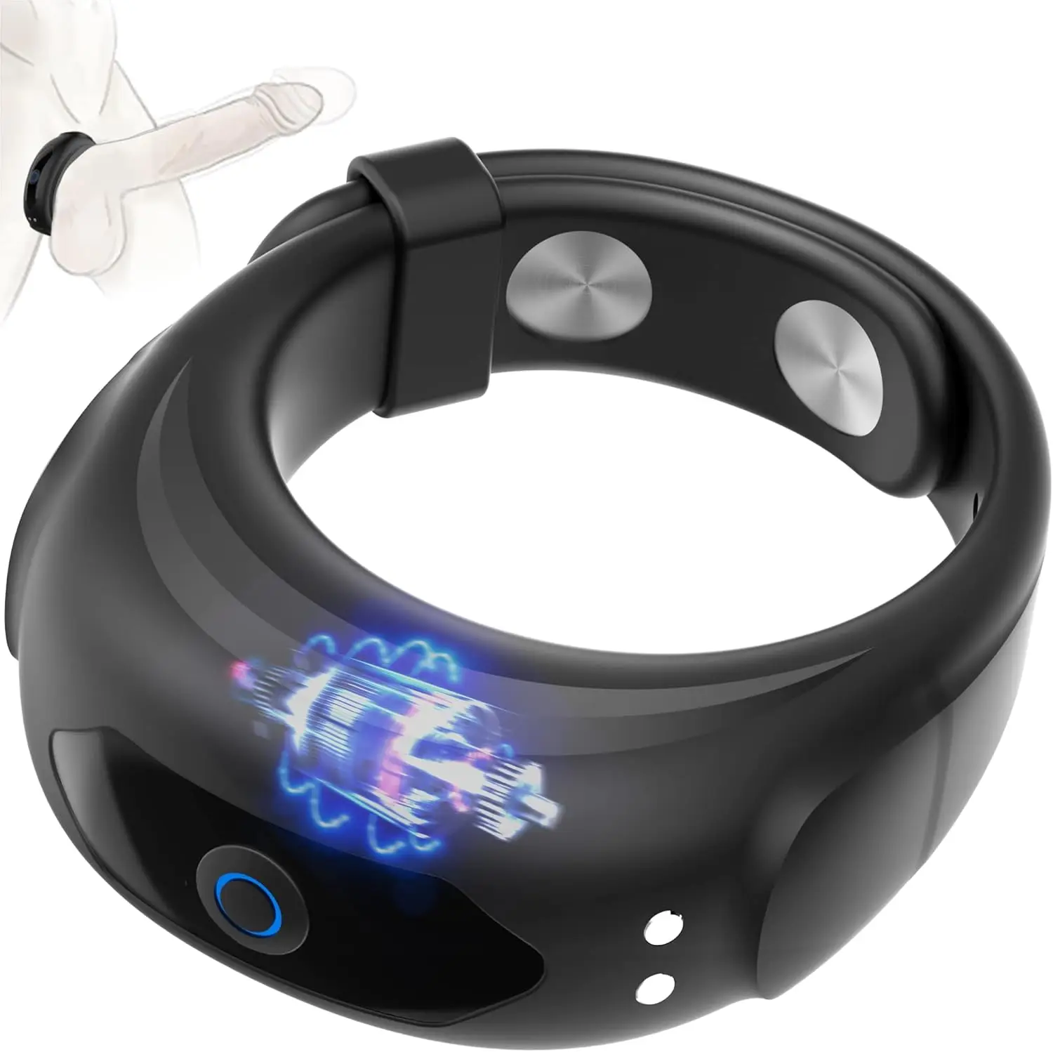 Pierścień na penisa z regulowaną klamrą Wibratory męskie z 10-trybami wibracji Konstrukcja zegarków Pierścienie na penisa Możliwość ładowania, dłuższy twardy