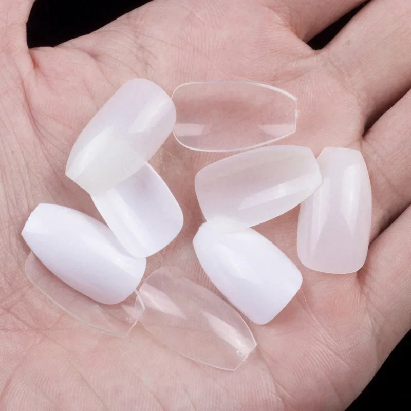 500Pcs/Bag Short Coffin Nails Full Cover Ballerina False Nails Art False Nail Art Tips DIY Finger  Artificial Fake Nails