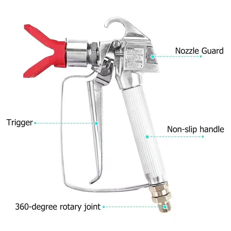 sMaster Airless Paint Spray Gun High Pressure 3600 PSI with 5 x Tip 211，321，621，411，515and 5 x filters