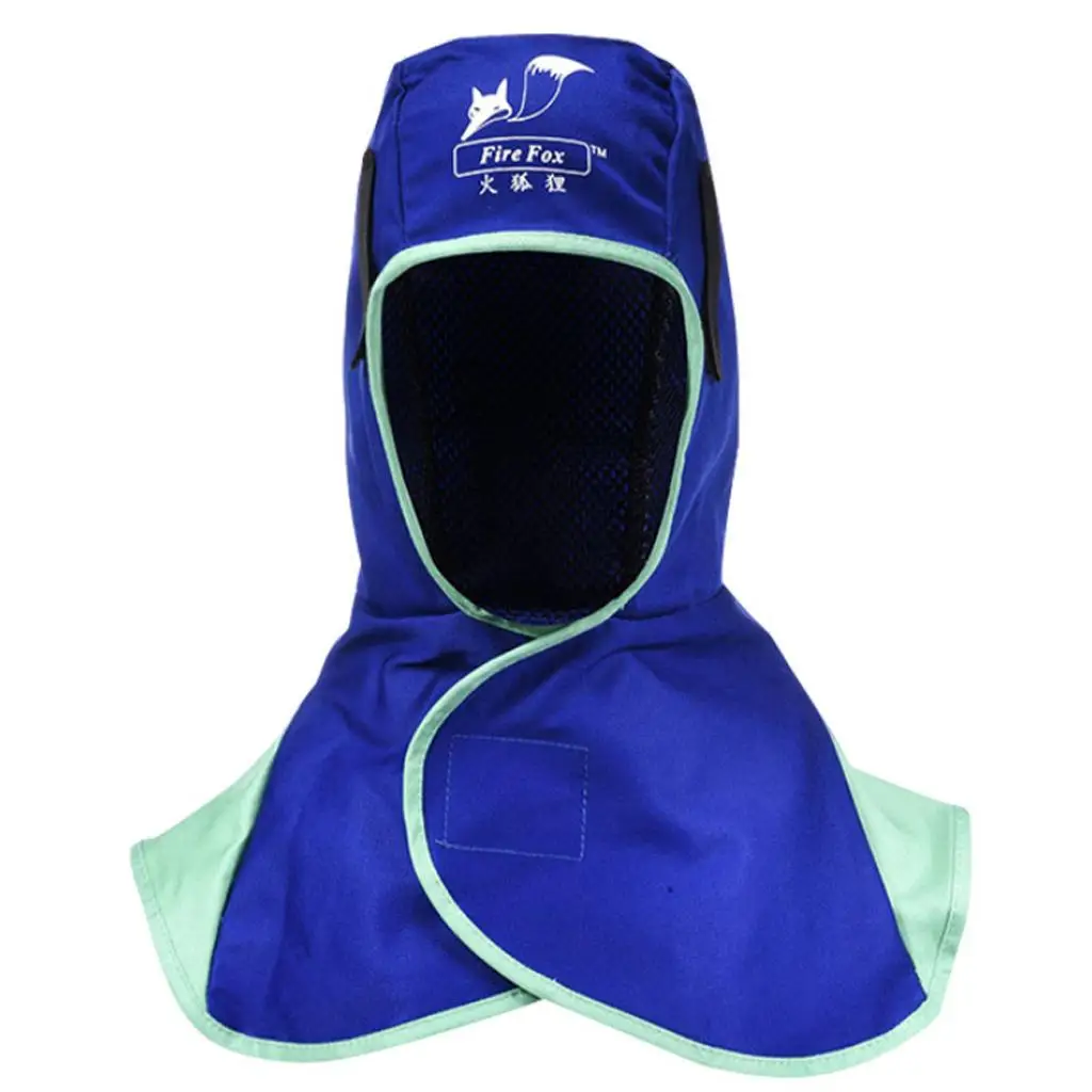 Casco de soldadura con capucha protectora, protección para el cuello, ignífugo, azul, nuevo