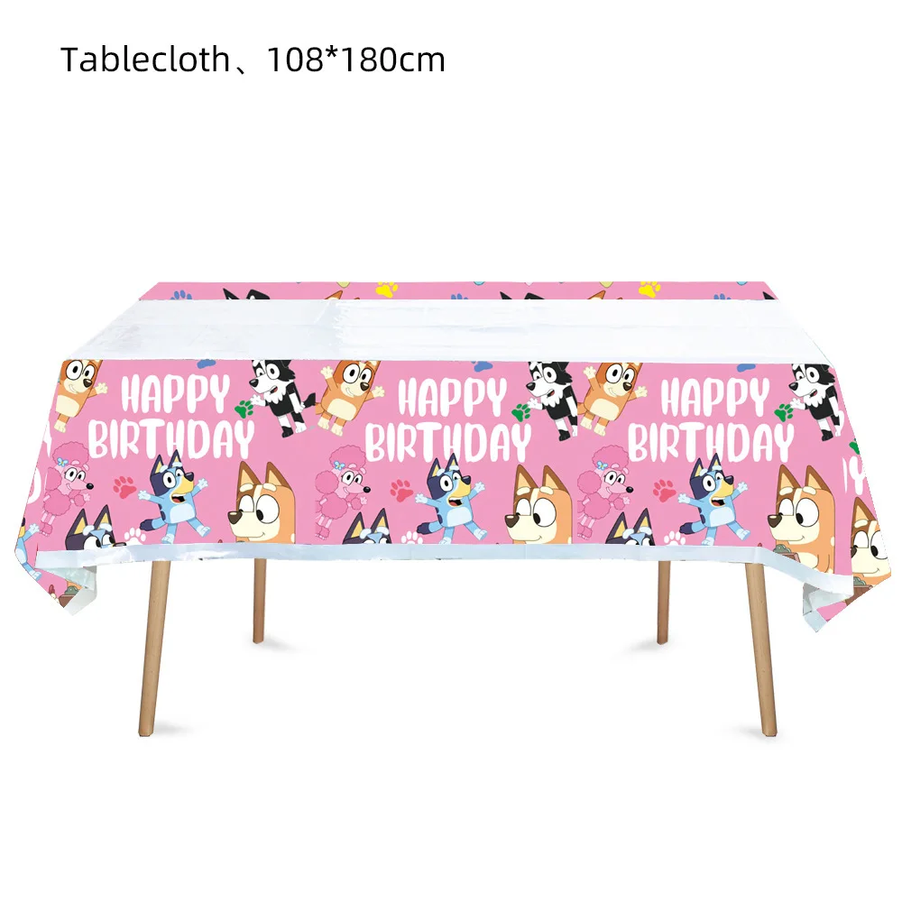 Roze Bluey Verjaardagsparty Decoratie Set Bingo Puppy Beker Bord Servetten Ballonnen voor Kindergeschenken Fotohokje Babyshower