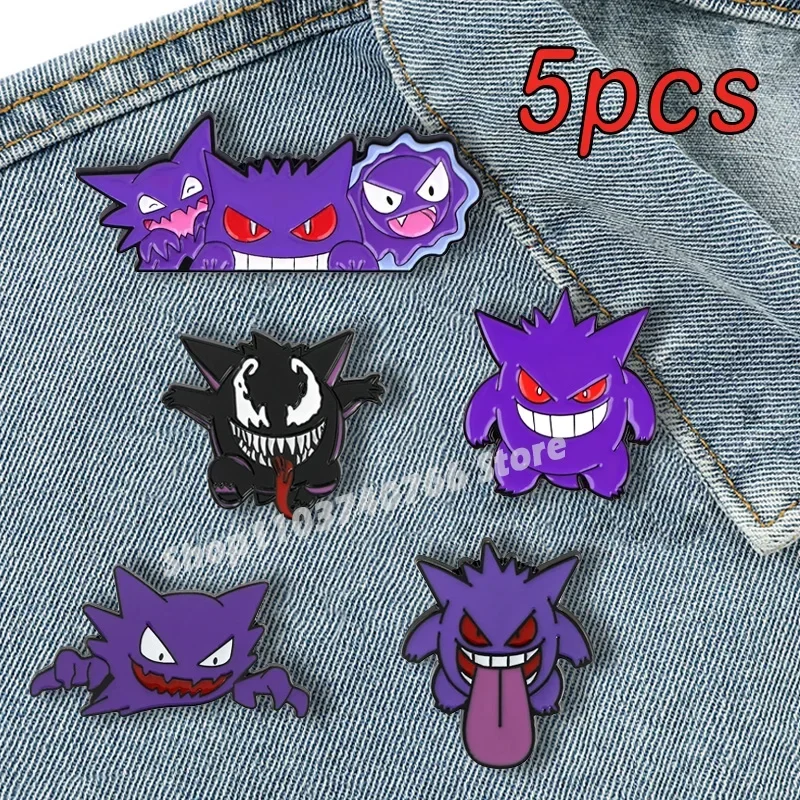 NEW Anime Pokemon Gengar Enamel Pins Kawaii Cute Men Women Brooch Badge Bag Denim Lapel Pin Decoration for Kids Jewelry Gift