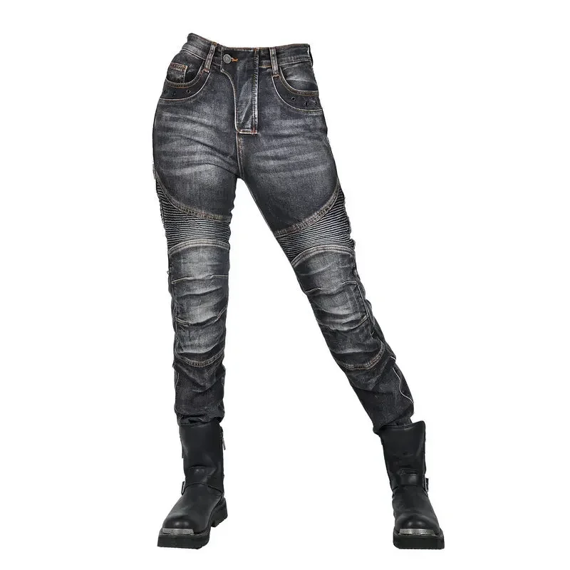 VOLERO New Anti-abrasion and Anti-fall Motorcycle Jeans Women Upgrade Silicone Protector Racing Moto Rider Casual Fashion Pants