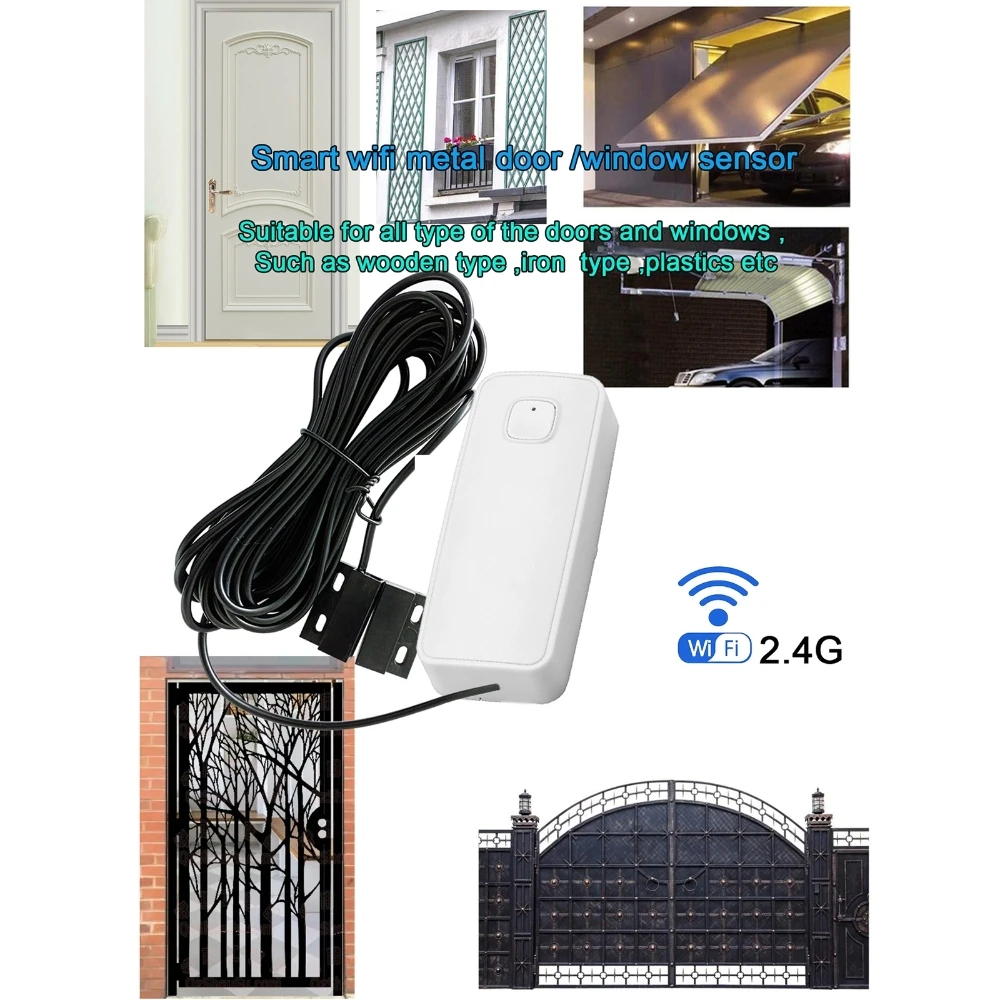 Tuya WIFI Smart Door Magnetic Detector APP Remote Control Home Anti-theft Door Iron Rolling Door Shutter Sensor Security Alarm