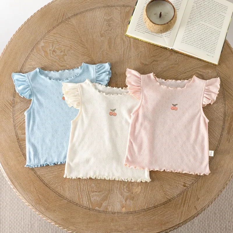 Baby Girl Clothes Summer Girls Lace Sleeve Children Top Baby Cotton Blouse T-shirt Casual Infant Clothing Set Toddler Outfit