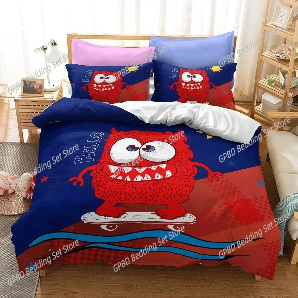 

Big Eyed Monster Comfortable Duvet Quilt Cover Pillowcase Bedding Set Children Bedroom Decoration Home Textile