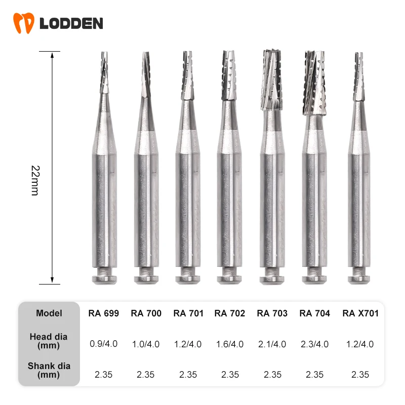 5pcs/Box Dental Tungsten Carbide Burs RA702 Dentistry Grinding Drills Low Speed for RA CA Shank for Bending Handle Tools
