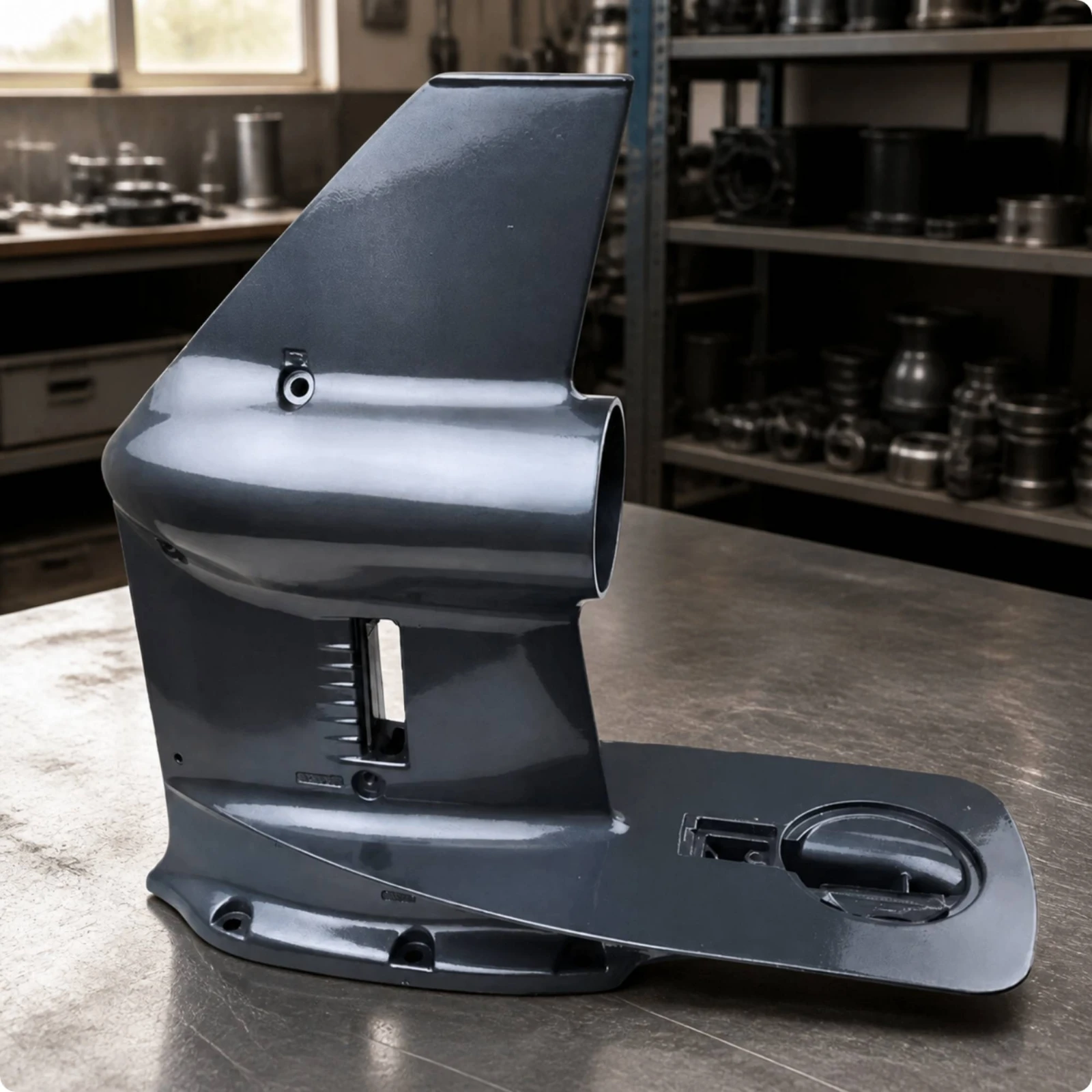 40 HP Outboard Lower Gearcase Housing Replacement for Yamaha 40J Black Glossy Molded Lower Unit Shell with Integrated Skeg
