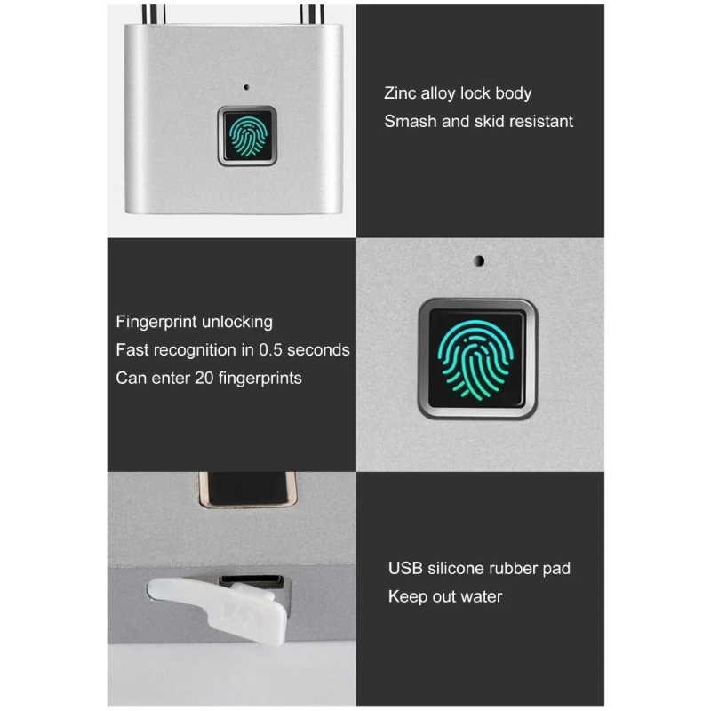 Industrial Keyless Biometric Padlocks Fingerprint Security Lock Electronic Digital Padlocks for Outdoor Fence & Drop Shipping