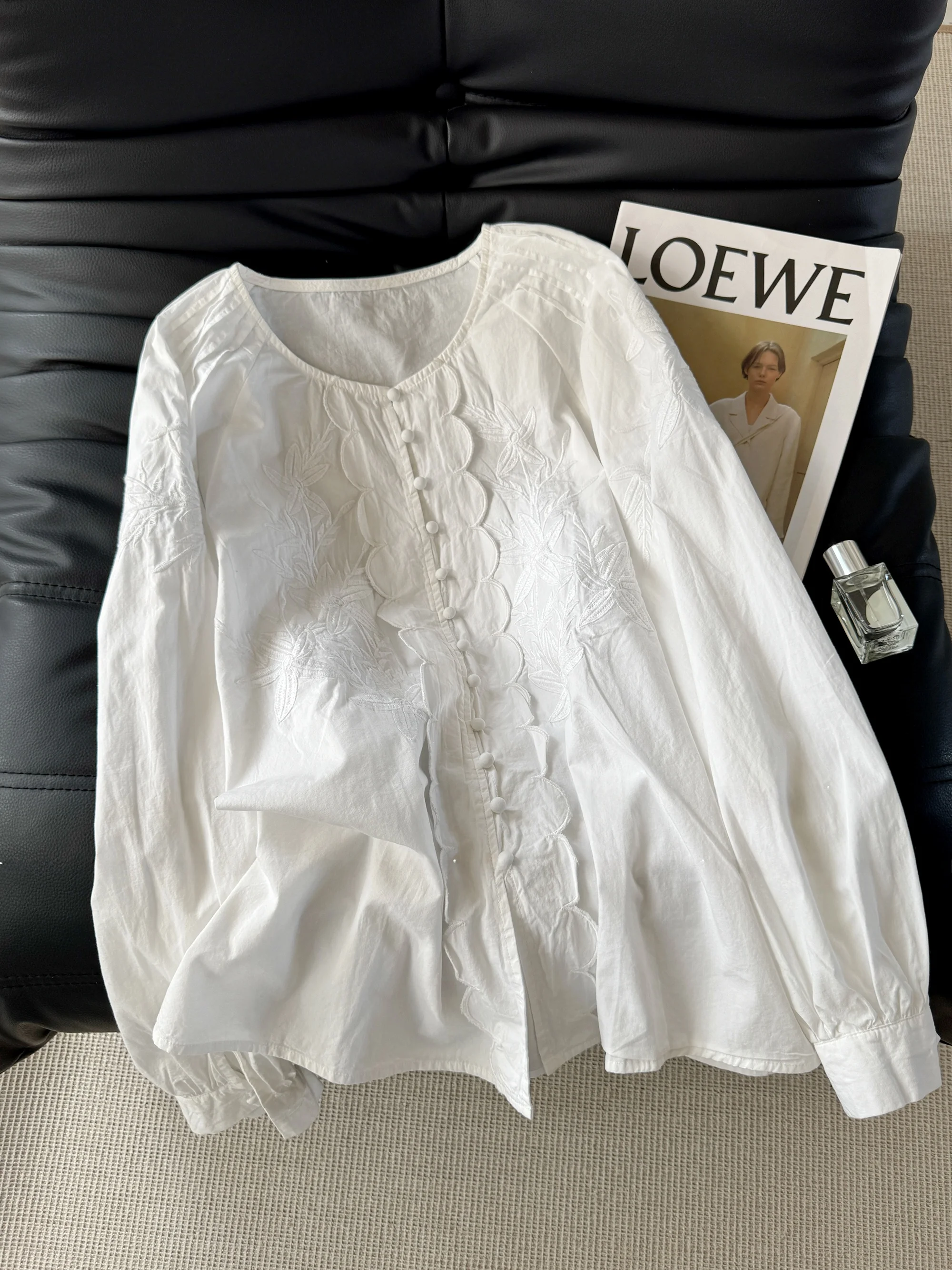 Ele مطرزة مستديرة Ne irt المرأة 2025 موسم ربيع الخريف فريد Sli الكتان ملابس داخلية فانوس القطن Sve #5