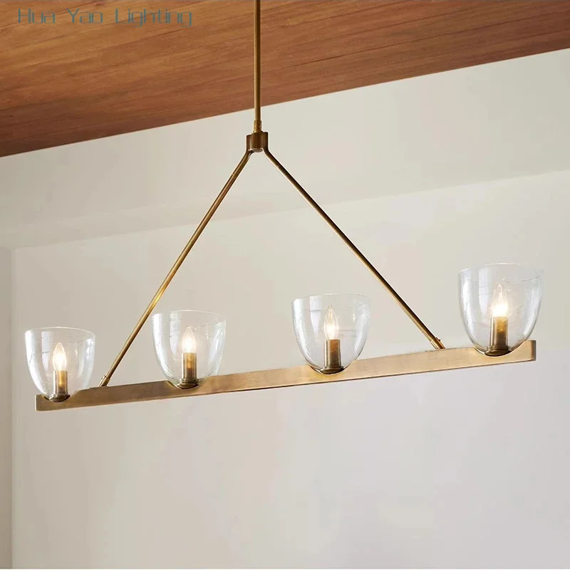 Popular Long Bar Restaurant Island Terrace Decorative Pendant Retro Extreme Villa Living Room Bedroom Glass Lampshade E14 Light