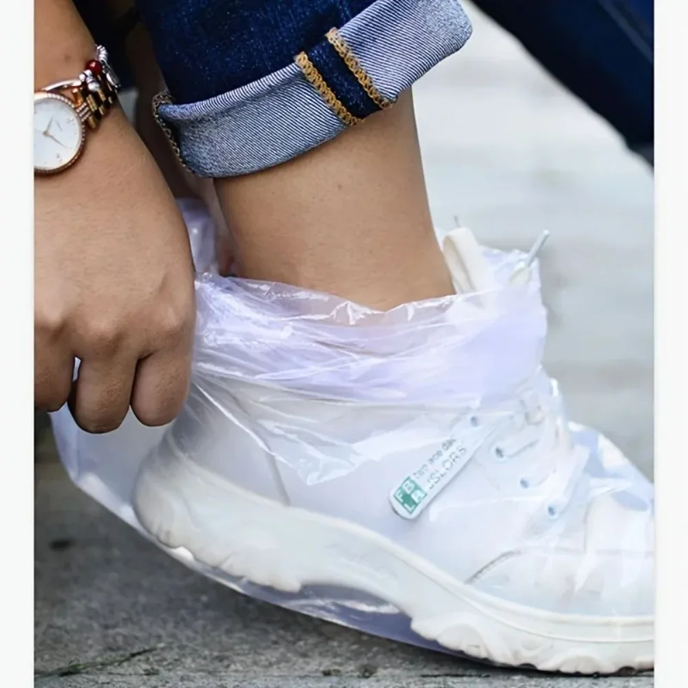 

10 шт. нескользящие пластиковые чехлы для обуви от дождя, одноразовые водонепроницаемые защитные чехлы для влажного пола на открытом воздухе