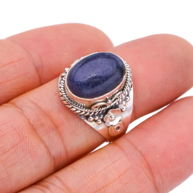 

StarGems® Natural Lapis Lazuli Flower Handmade 925 Sterling Silver Ring 7.25 F2026