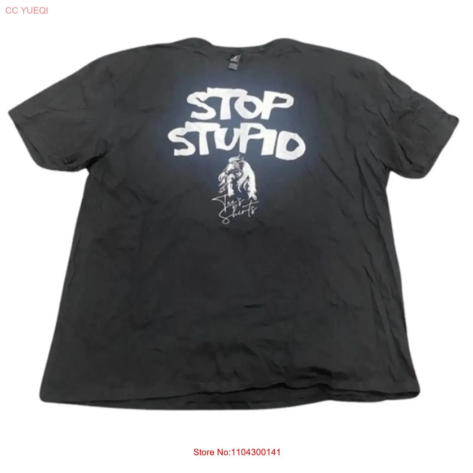 Stop Stupid T Shirt in Black Size 3XL vintage Washed graphic streetwear Stretched fashion Top For Everyday Wear Slightly Casual