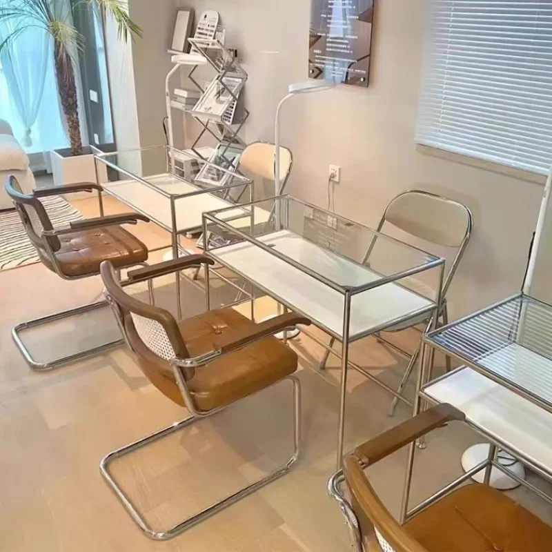 /Clear Glass Manicure Table Professionals Cleaning Minimalist Design Manicure Table Easy Clean Modern Tavolo Per Unghie Furnitur