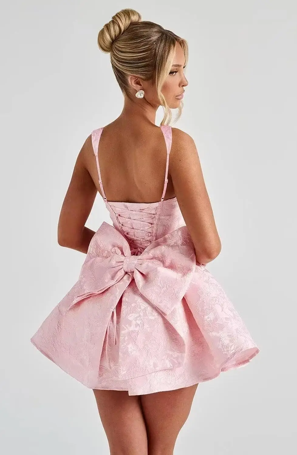 Mini Jacquard Satin Homecoming Dresses with Bow for Teens Short Prom Dress 2025 A Line Graduation Party Gowns Cocktail Dress