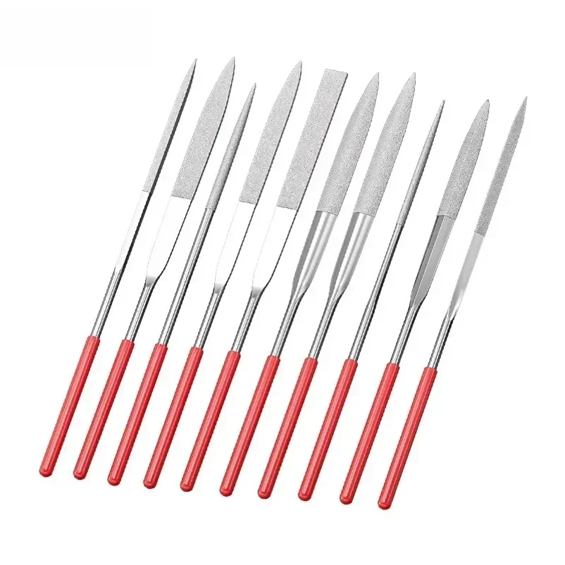 10Pcs Diamond Needle File Set 3x140mm Mini Needle File Kit For Stone Glass Metal Carving Craft Hand Tools Needle File Set