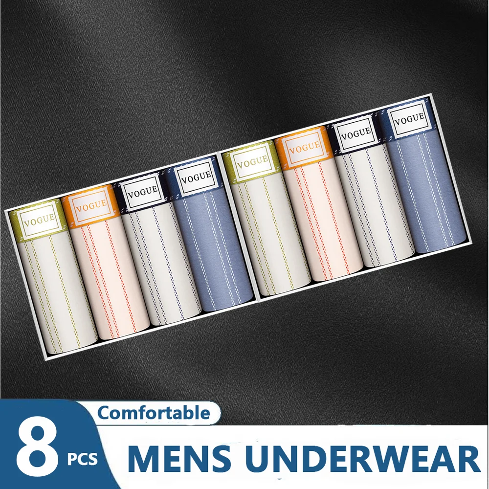 

8PCS Boxershorts Men Panties Cotton Men Underwear Male Printed Fashion Underwear Homme Breathable Comfortable Male Boxer L-5XL