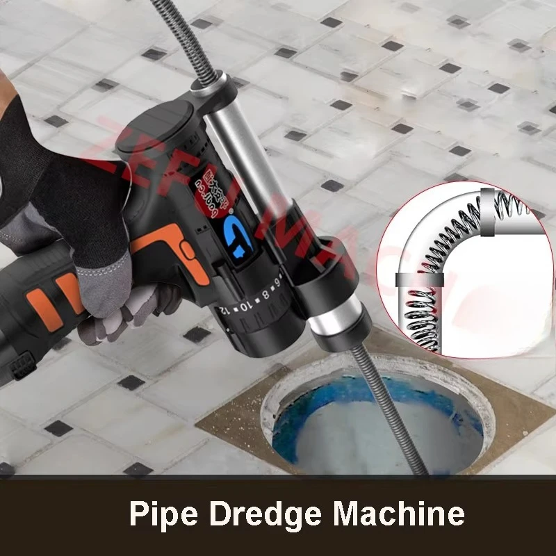 12V Electric Sewer Dredger Spring Type Pipe Dredge Machine Household Toilet Drain Clogging Cleaning Tool
