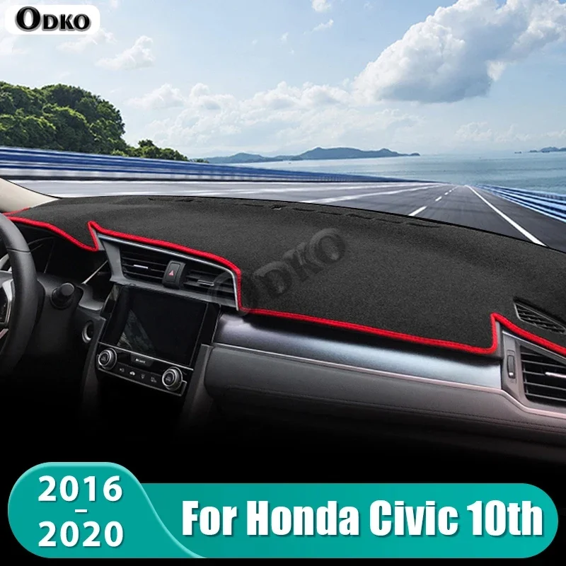 para-honda-civic-10ª-geracao-2016-2017-2018-2019-2020-tapete-de-painel-protetor-solar-antiderrapante-acessorios-para-painel-de-instrumentos