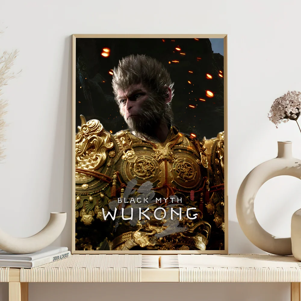 Game Black Myth W-Wukong P Poster Prints Room Decoration Wall HomePainting Self Adhesive Sticker Bedroom Living Office