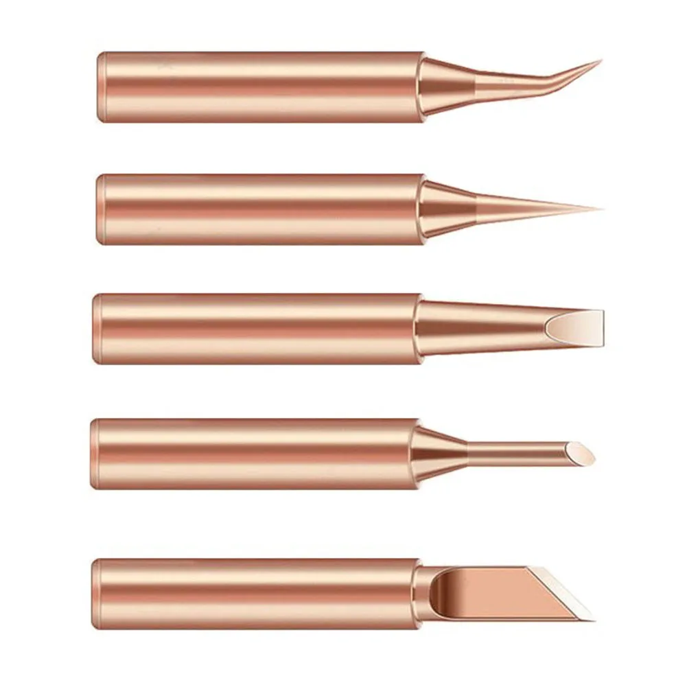 5pcs Professional Bit Copper Iron Tips Sets Soldering Tip Replacement For Household Soldering Accessories DIY Soldering Tools