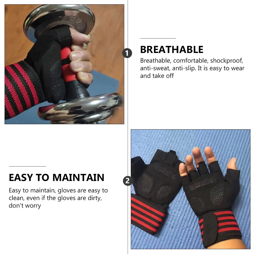 

Sunscreen Ice Gloves Sports Half-finger Riding Red Anti-skid Shockproof Breathable Easy Clean Gloves Yoga Weightlifting