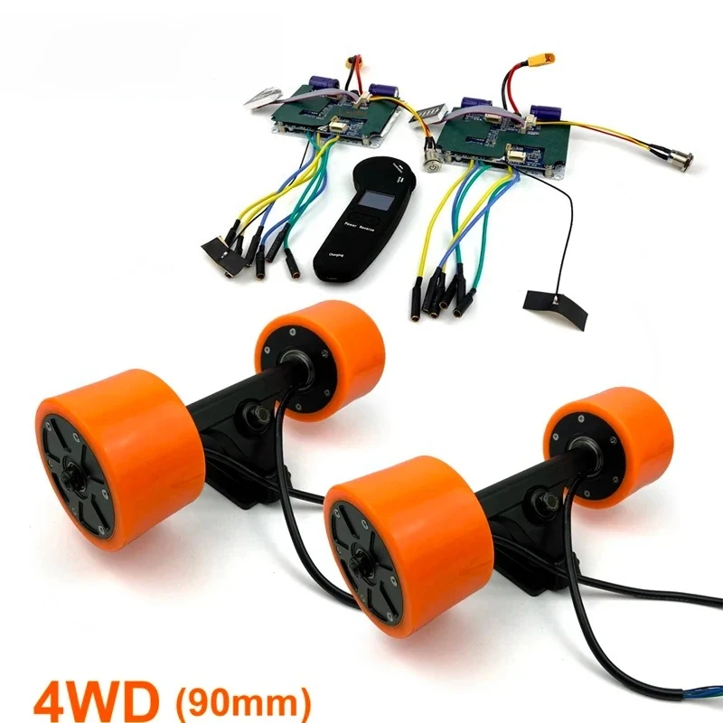 L-faster 4WD Four Wheel Hub Motor Refit Set Fits Longboard 90mm Drive Wheel With Remote Control System