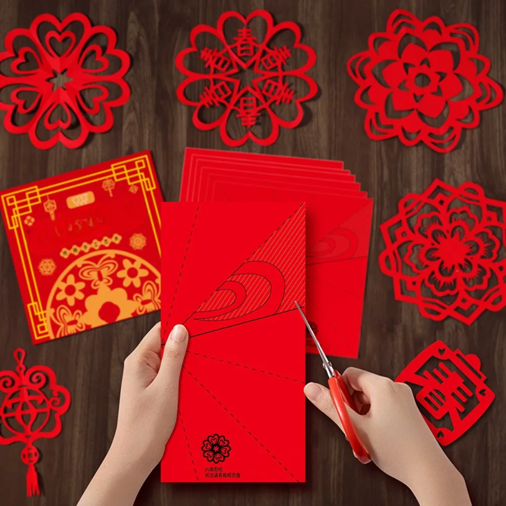 2025 New Year Children's Spring Festival Paper Cutting DIY Handmade Materials Traditional Chinese Style Window Flower Stickers