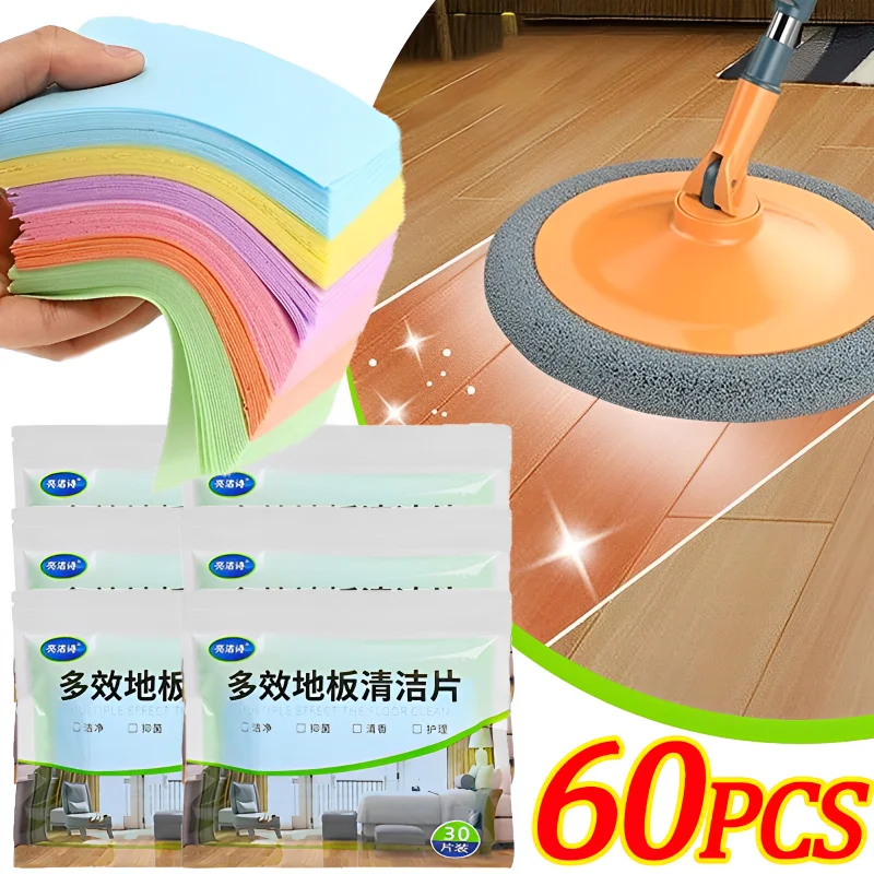 60/30PCS Floor Cleaning Sheet Mopping Floor Cleaning Hygiene Toilet Porcelain Cleaning Dirt Toilet Household Cleaning Tools