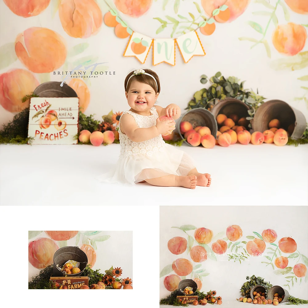 

Georgia Peach Fruits Photography Backdrops Kids Baby Photocall Decors Child Adult Photo Birthday Cake Smash Backgrounds