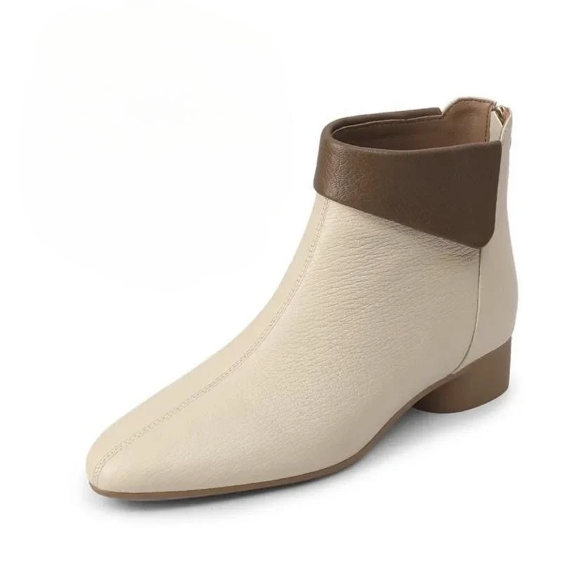 الإناث أحذية قصيرة صندل بكعب مكتنز لينة الربط اللون الجوارب الجديدة في تعزيز التمهيد الأحذية موضة 2025 المرأة حذاء من الجلد #6