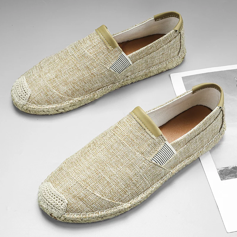 أحذية قماشية 2025 أحذية كاجوال صيفية جديدة قابلة للتنفس بساق واحدة للرجال، أحذية كتان عصرية متعددة الاستخدامات وخفيفة الوزن ومضادة للانزلاق