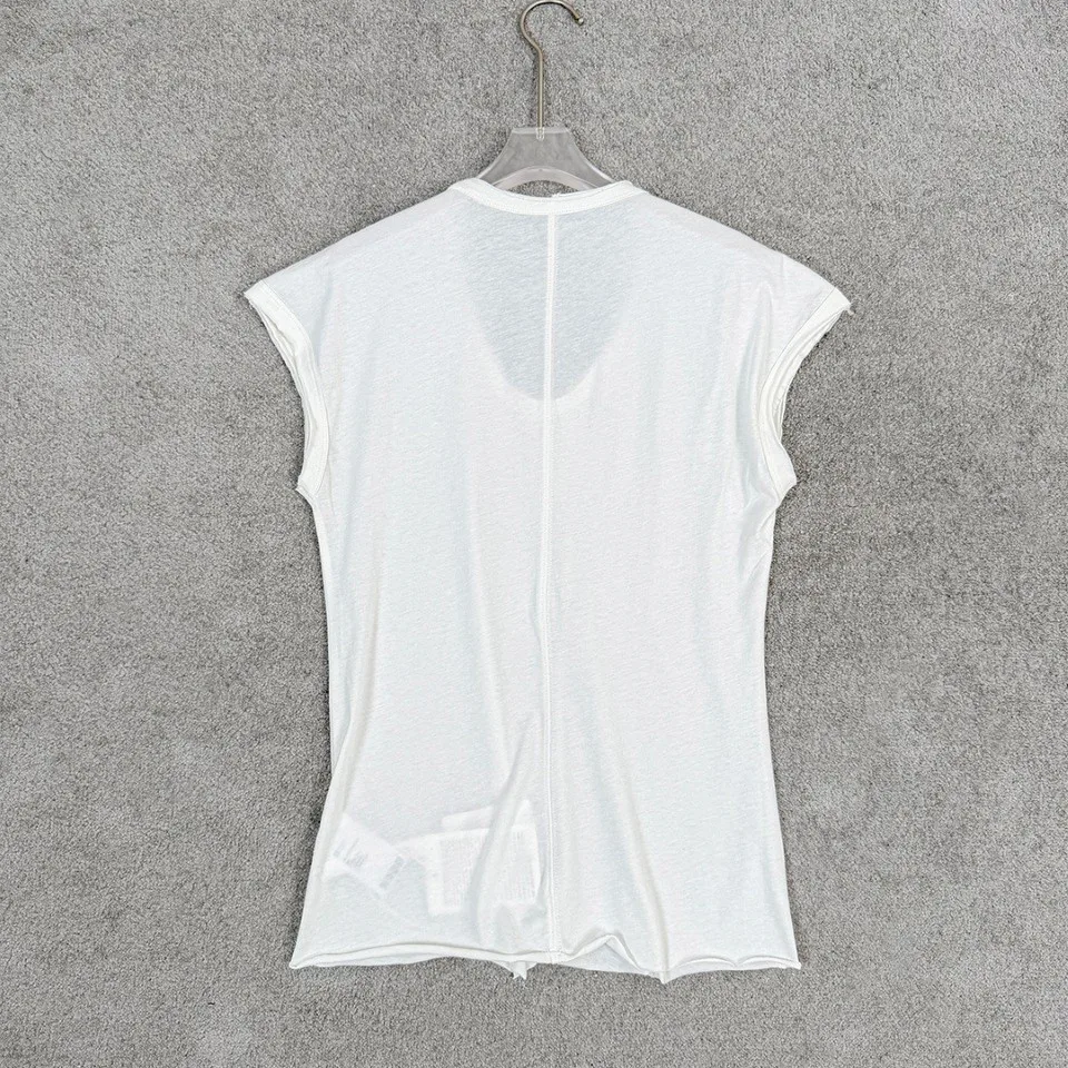 2026 Raw Hem Cap Sleeve T-Shirt - Soft V-Neck with Integrated Shoulder Cut in Charcoal & White for Minimalist Everyday Wear