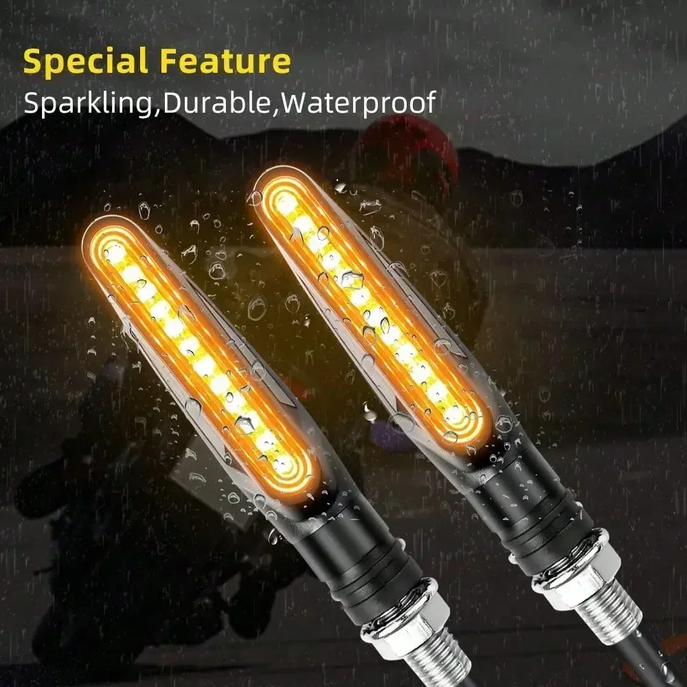 

2PCS Universal LED Motorcycle Turn Signals - 12V IP68 Waterproof Amber Flasher Indicator Lights (Rear Accessories)